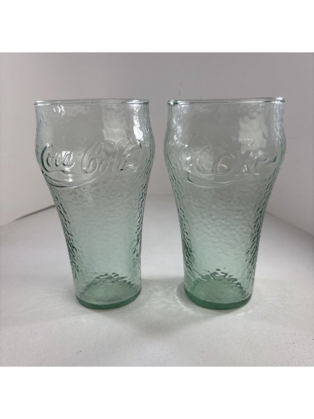 2 Vintage Coke Glass Pebble Green Glass Coca-Cola 16oz
